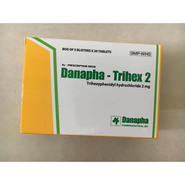 Thuốc Danapha trihex 2 2mg Trihexyphenidyl hydrochloride phụ trị các dạng Parkinson
