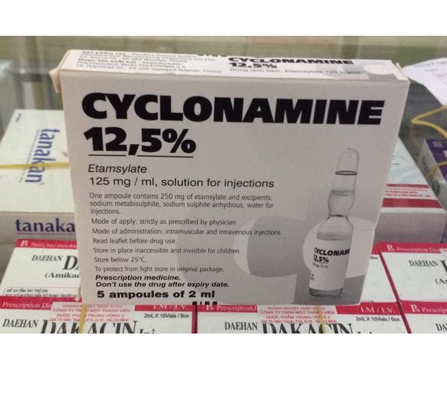 Thuốc Cyclonamine 12,5% 125mg/ml Etamsylat phòng và điều trị trong và sau các phẫu thuật