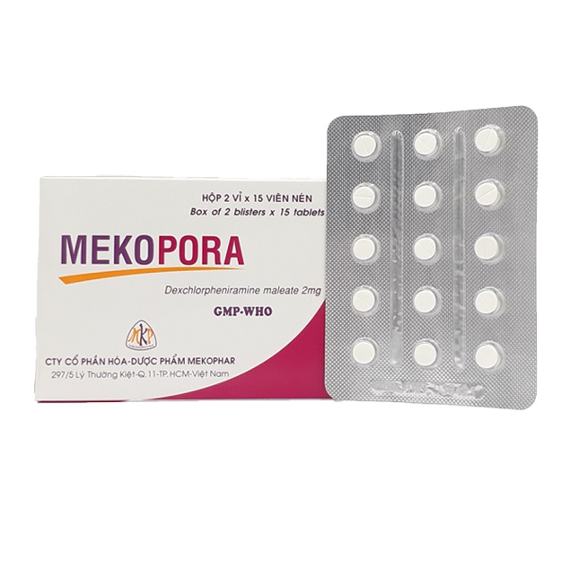 Thuốc Mekopora 2mg Dexchlorpheniramine maleate điều trị viêm mũi dị ứng, mày đay