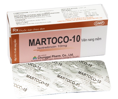 Thuốc Martoco-10 Soft Capsule 10mg Isotretinoin điều trị các dạng mụn trứng cá