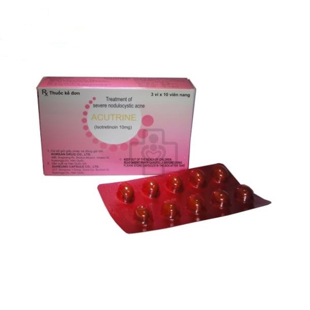 Thuốc Acutrine 10mg Isotretinoin điều trị mụn trứng cá